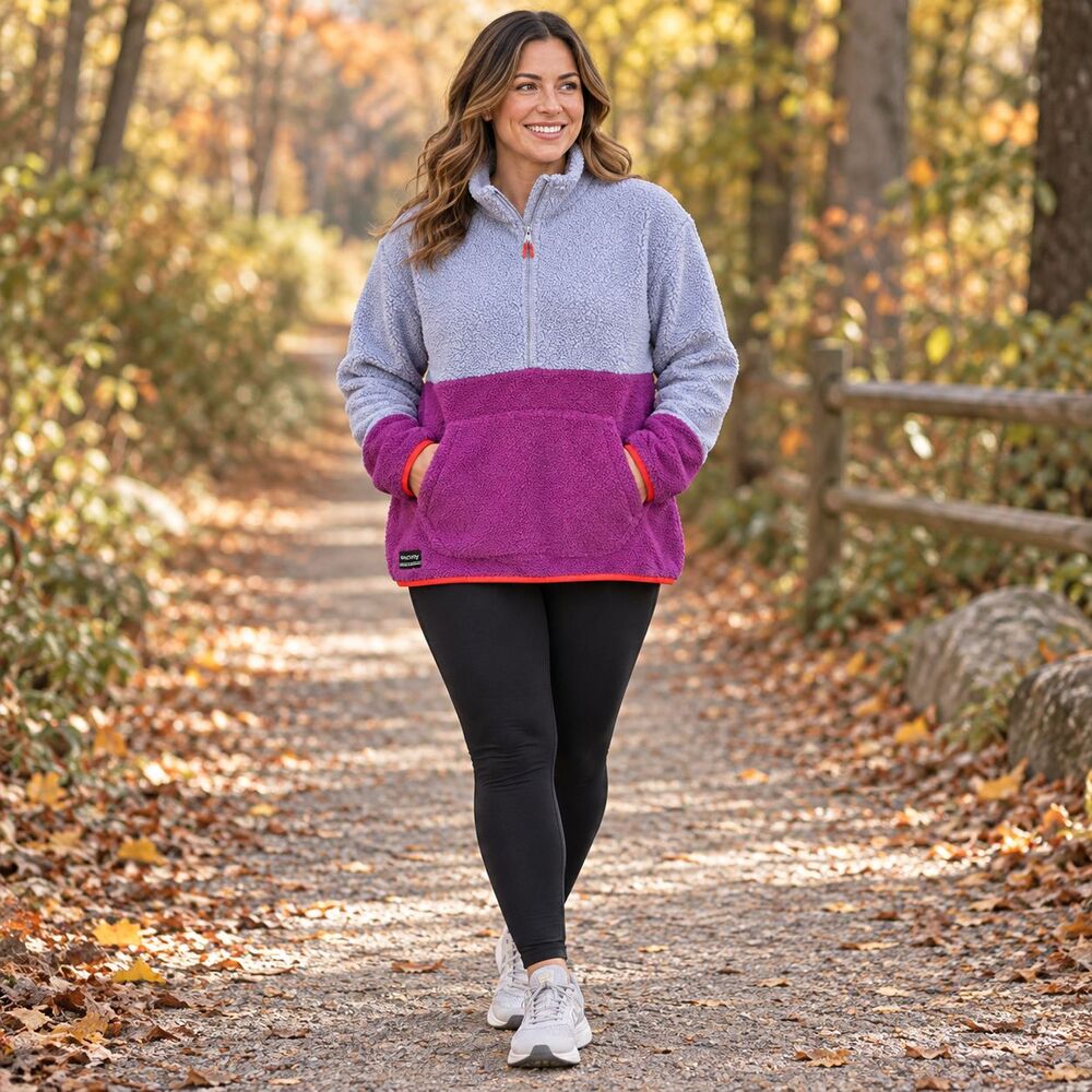 Saucony Sherpa Anorak Women's XL Purple Fleece Quarter Zip Jacket Fleet Feet EUC